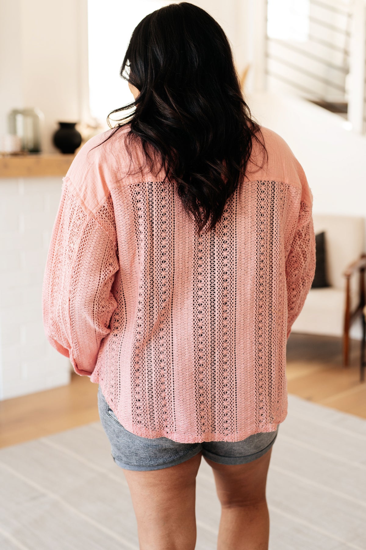 Sweeter Than Nectar Lace Button Down in Rose - 5/7/2024