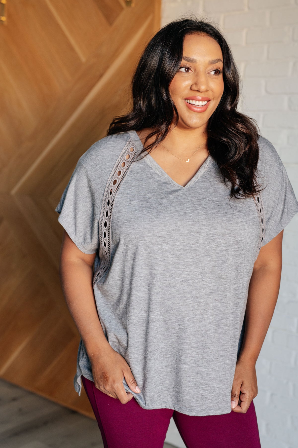 Take it Easy Eyelet Trim Top - 6/12/2025