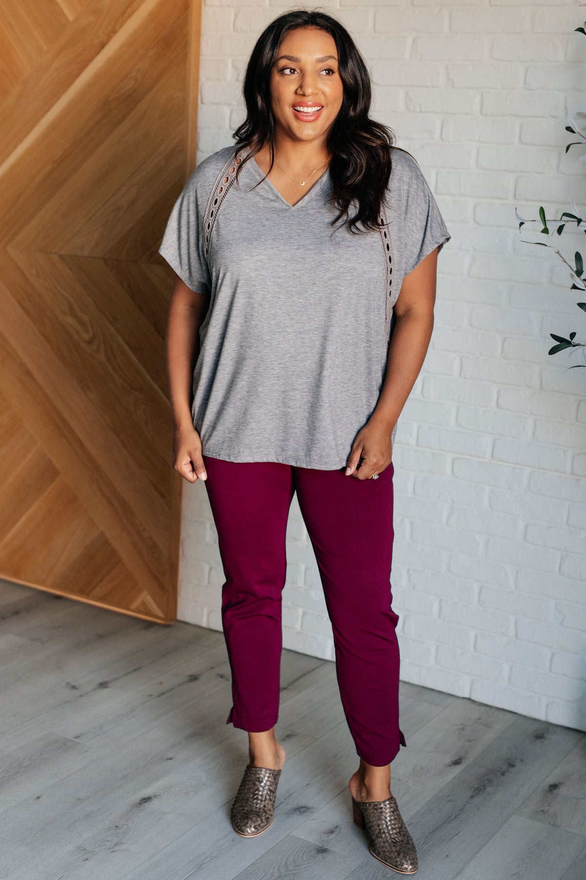 Take it Easy Eyelet Trim Top - 6/12/2025