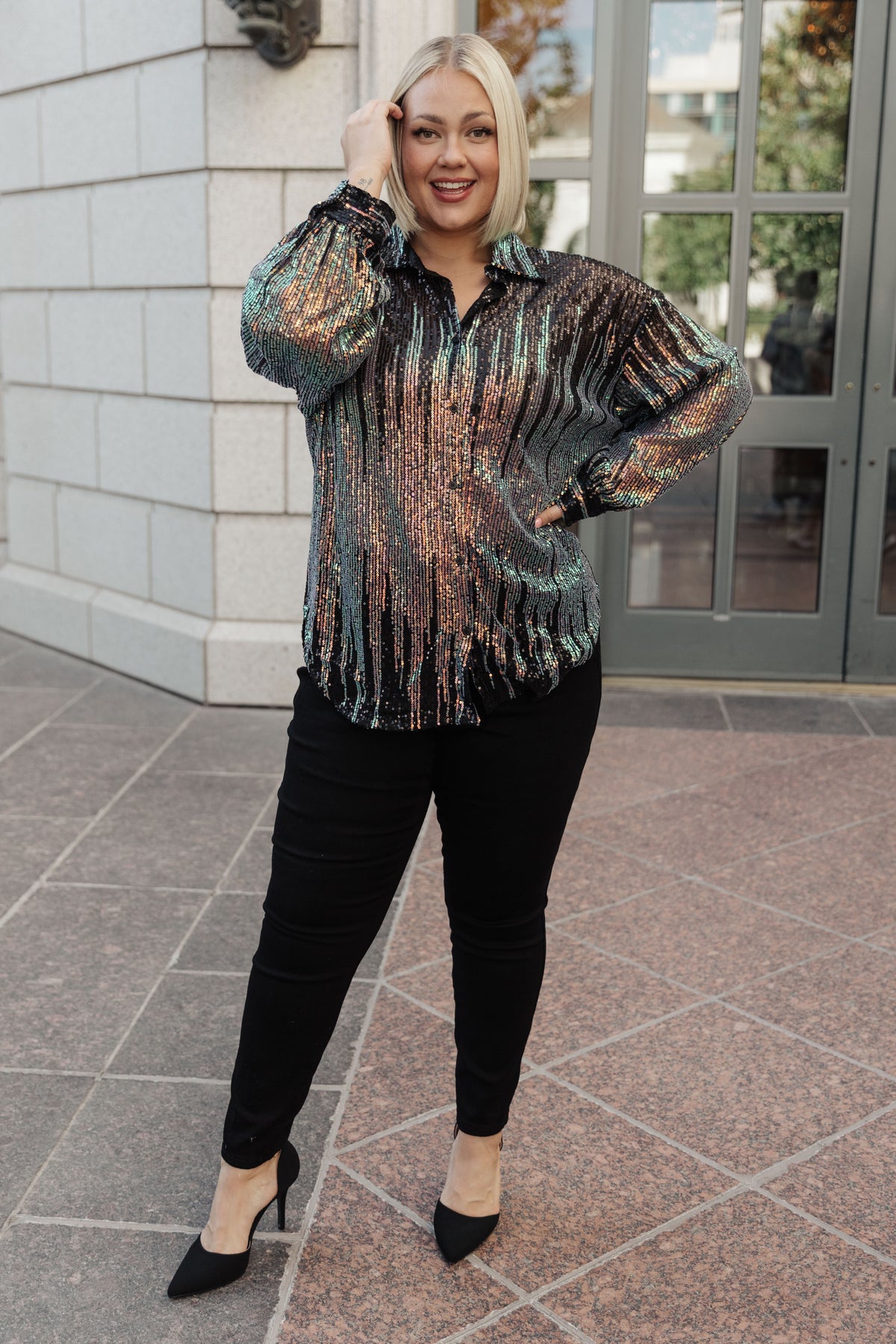 Too Glitz to Glam Button Up Shirt - 11/6/2023