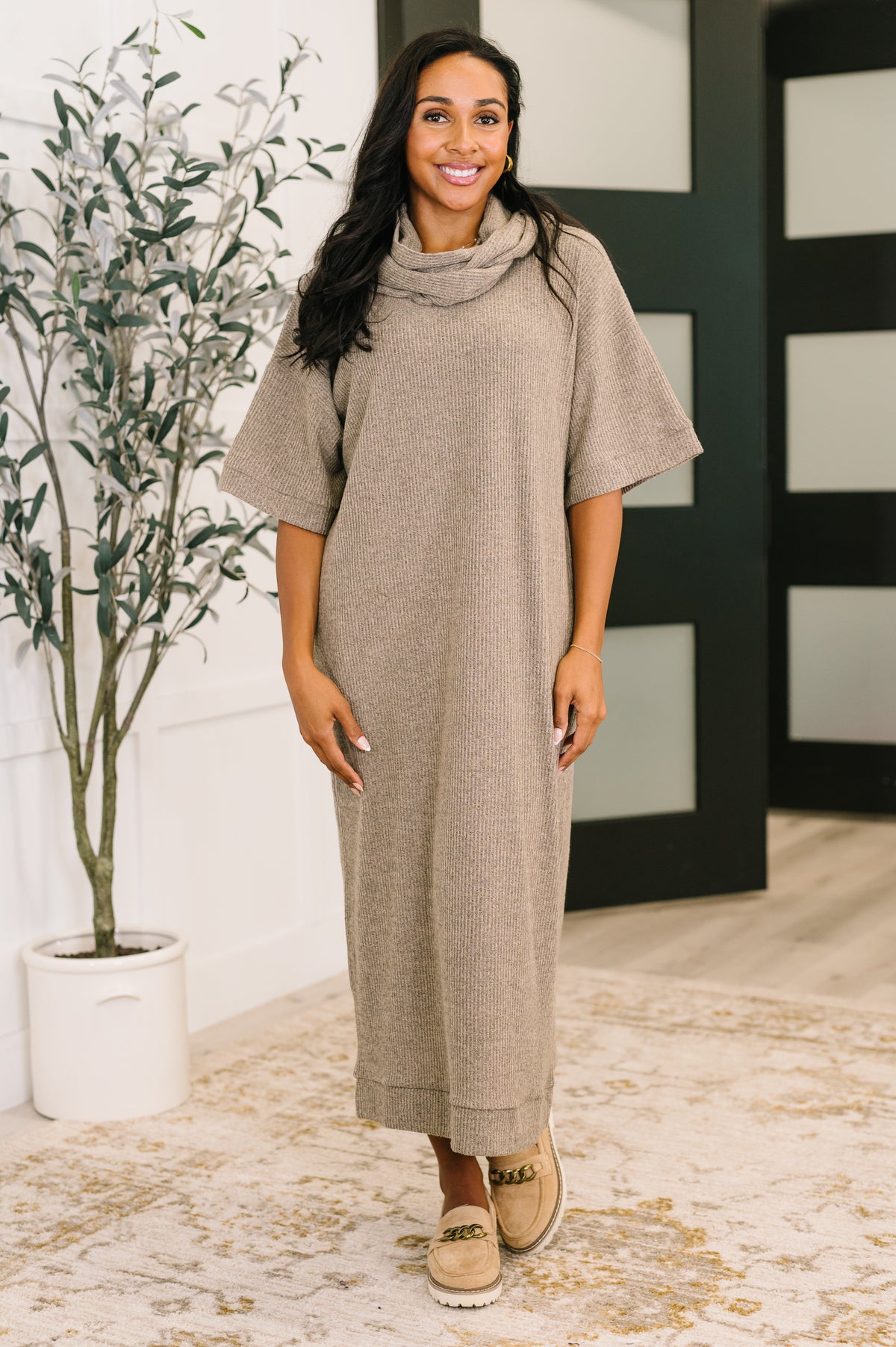 Travel Envy Ribbed Knit Dress in Light Coco - 10/21/2025