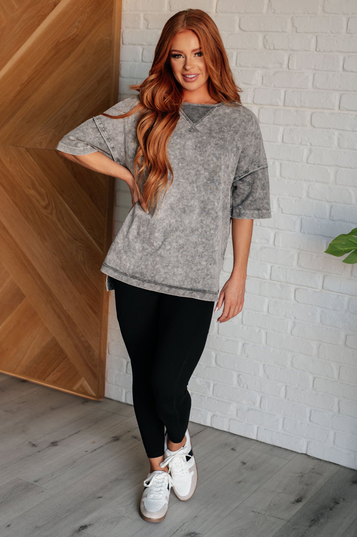 Unbothered Mineral Wash Top in Grey - 7/3/2025