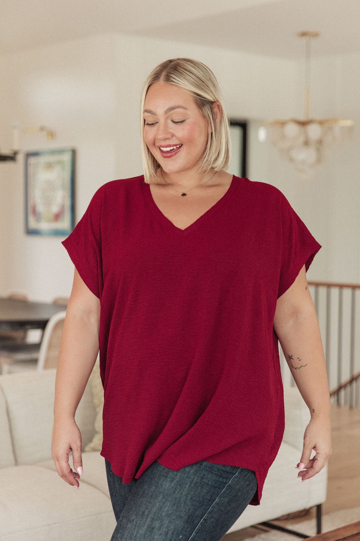 Very Much Needed V-Neck Top in Wine - 8/25/2023