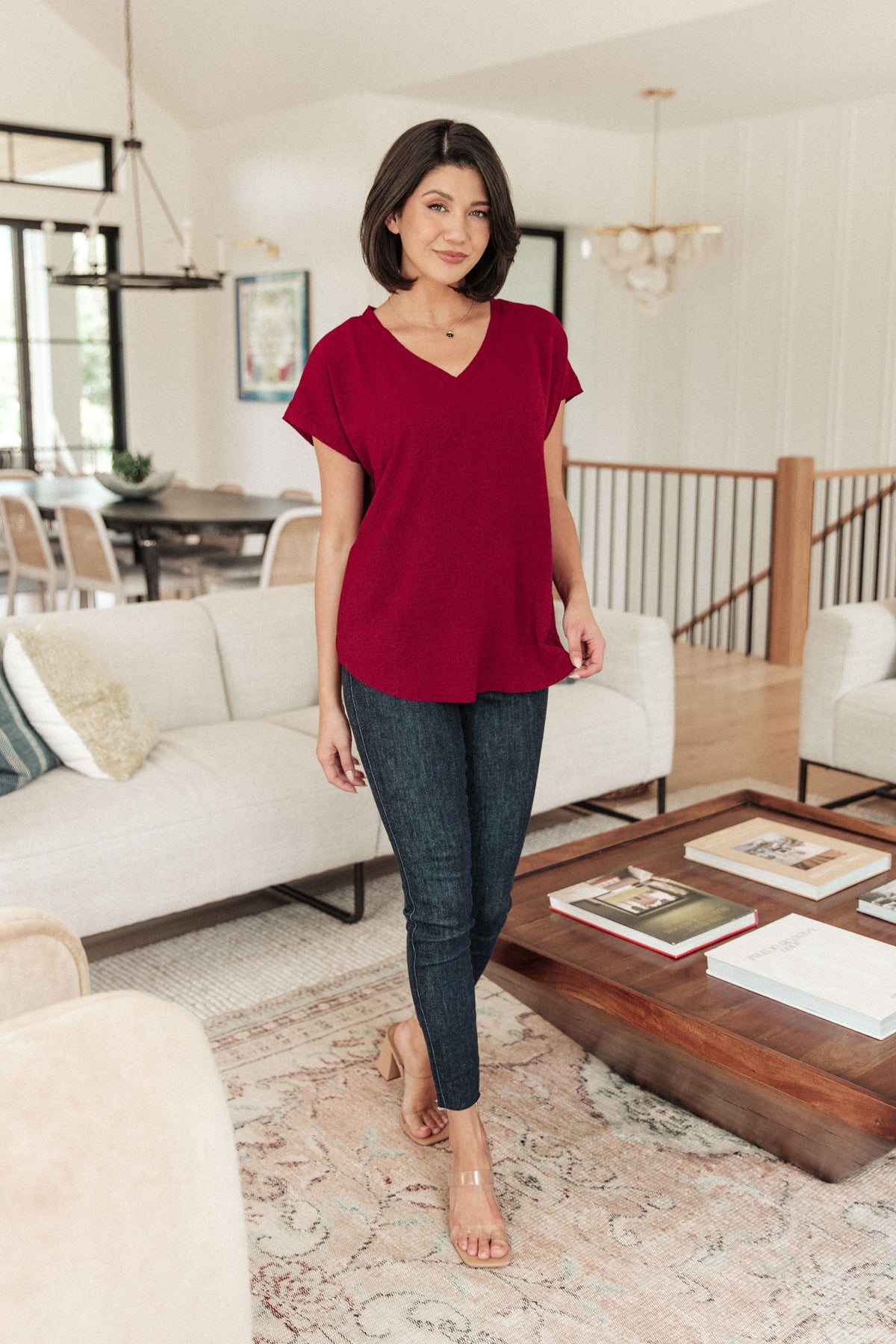 Very Much Needed V-Neck Top in Wine - 8/25/2023