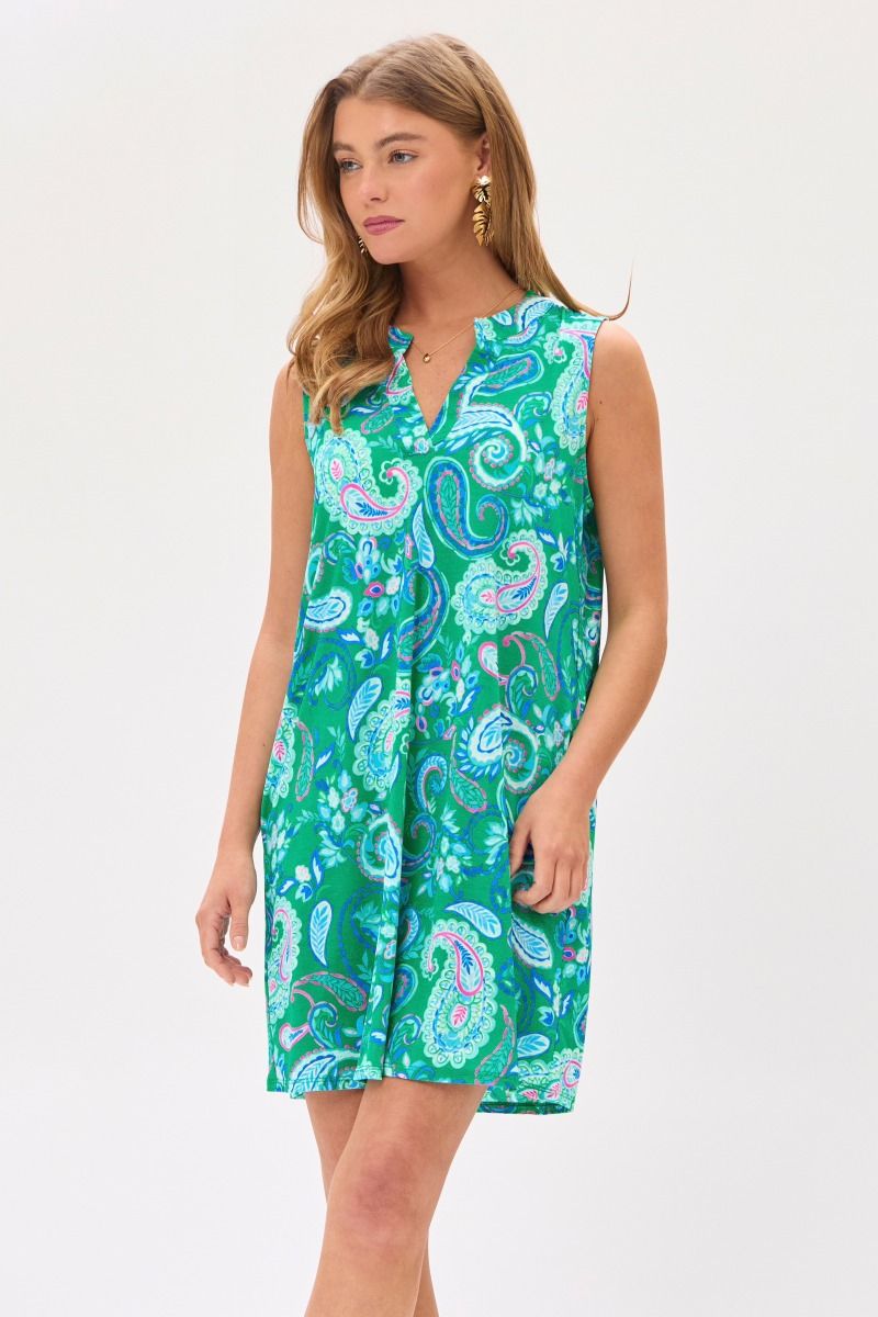Dear Scarlett Lizzy Tank Dress in Emerald/Blue - Summer 25 Capsule