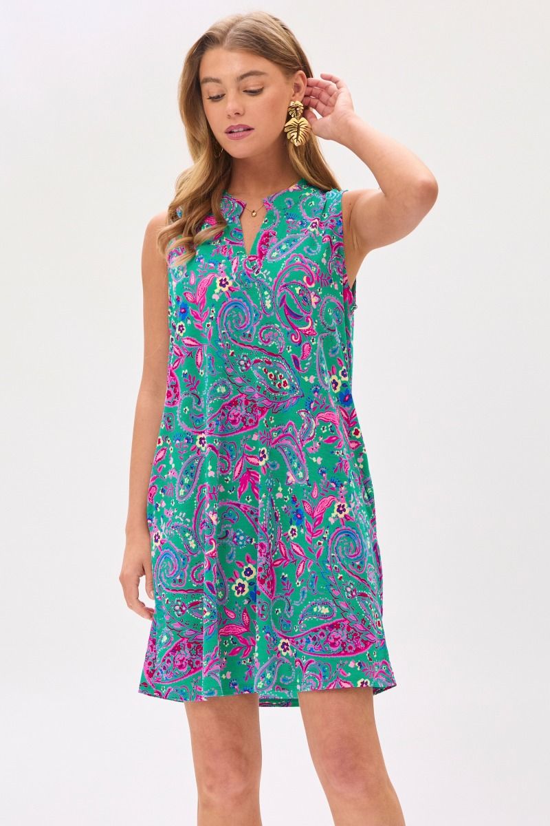 Dear Scarlett Lizzy Tank Dress in Emerald/Pink - Summer 25 Capsule