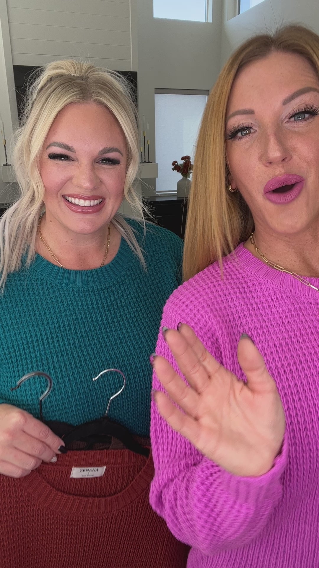 High Low Waffle Knit Sweater in Bright Mauve - 12/6/2023