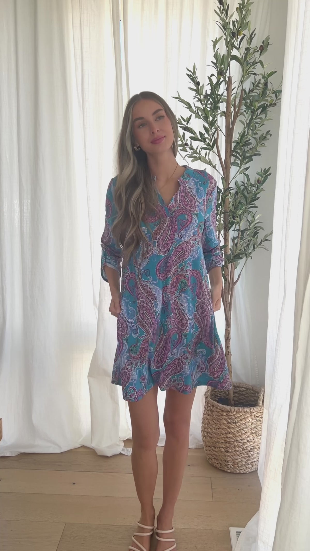 Lizzy Dress in Teal and Pink Paisley - 5/3/2024