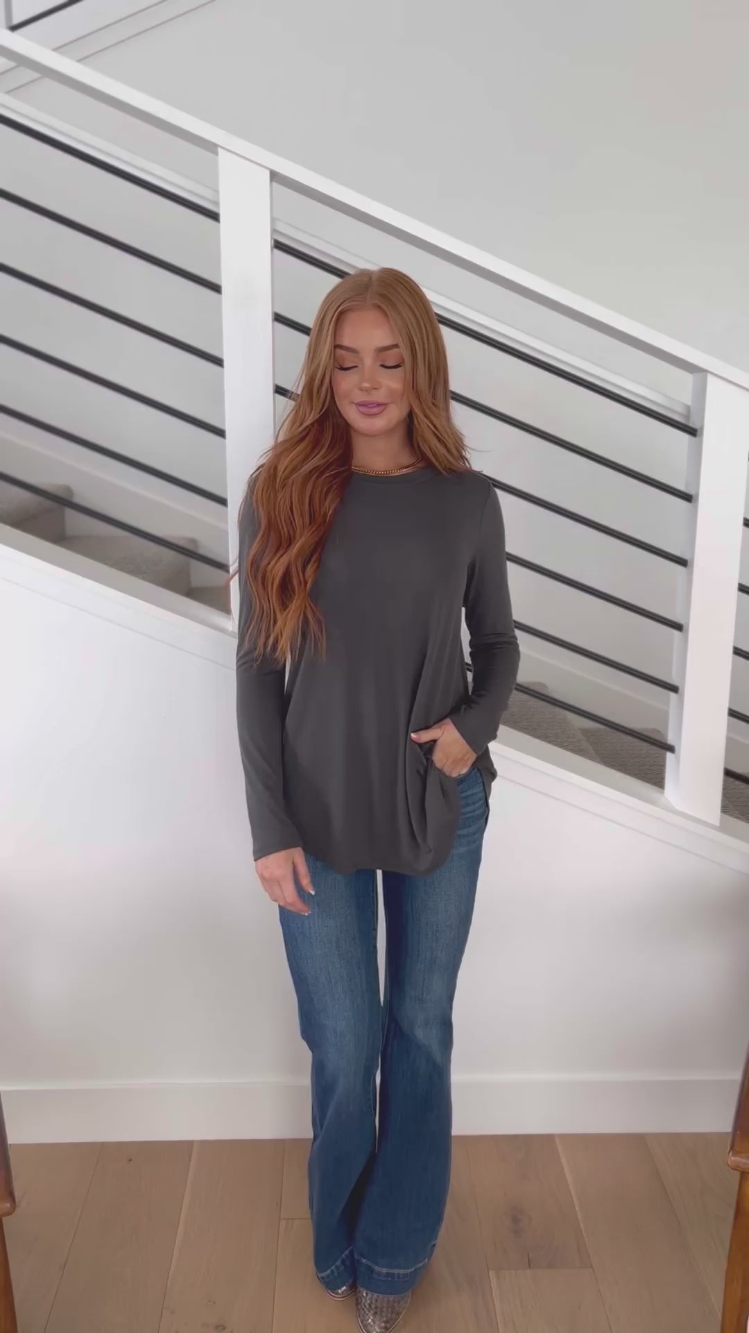 Scoop Me Up Long Sleeve Top in Ash Grey - 10/10/2023