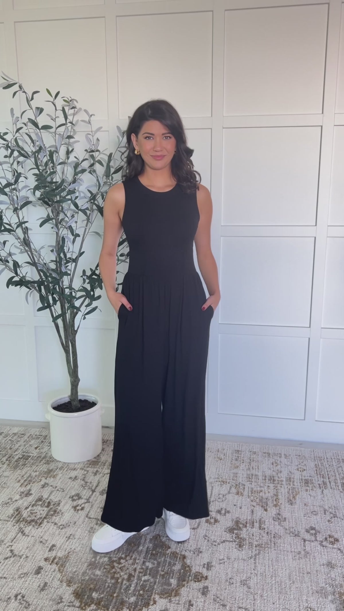 Hilary Wide Leg Jumpsuit in Black - 10/15/2024