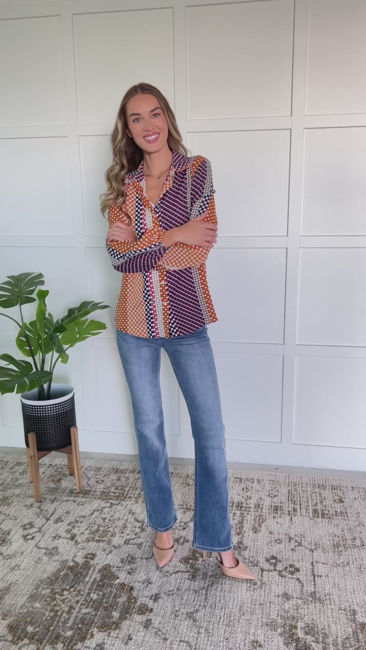 Moderately Mod Polka Dot Button Up Top - 9/8/2025