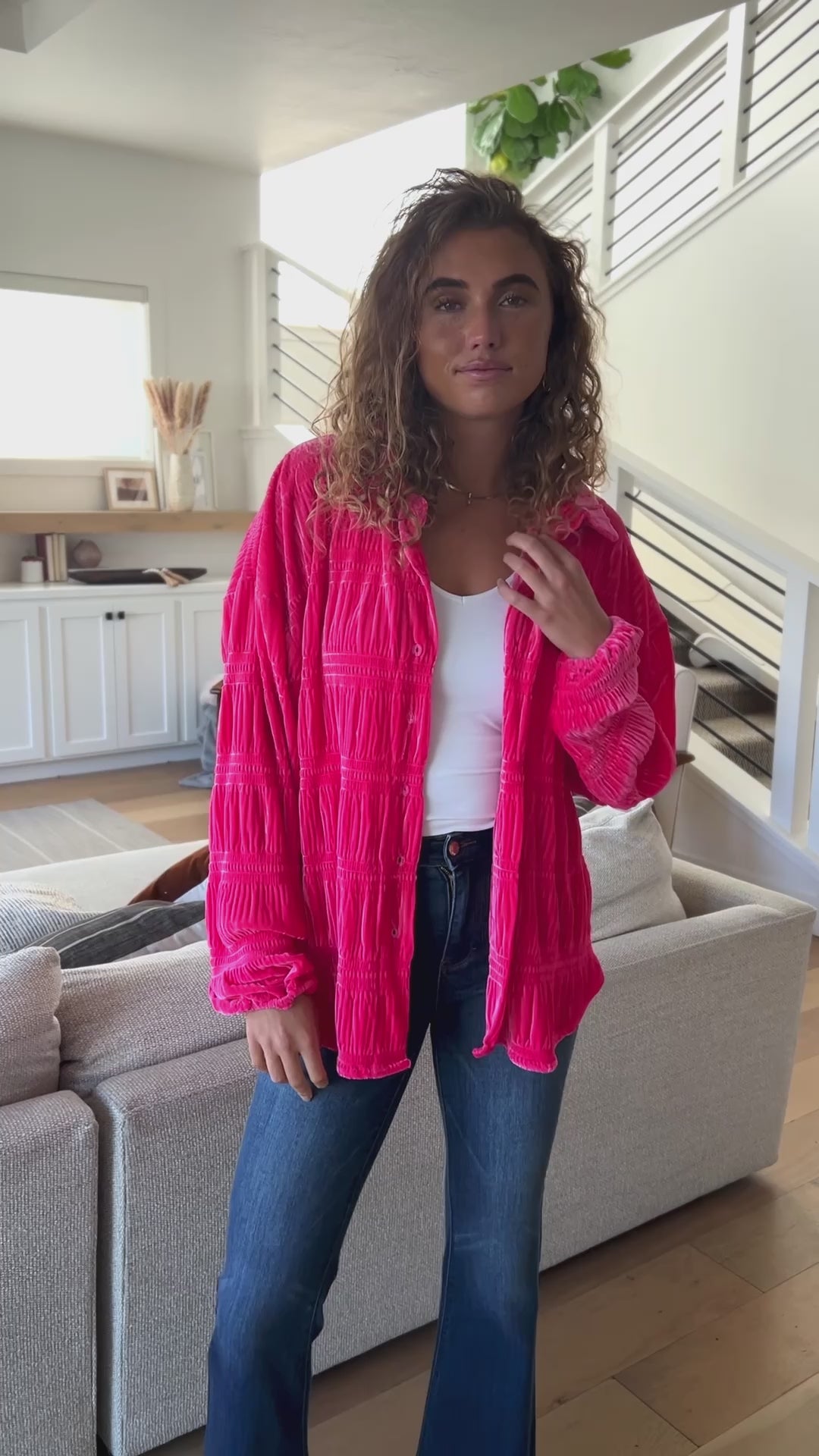 Feeling Fuchsia Velvet Button Down - 11/17/2023