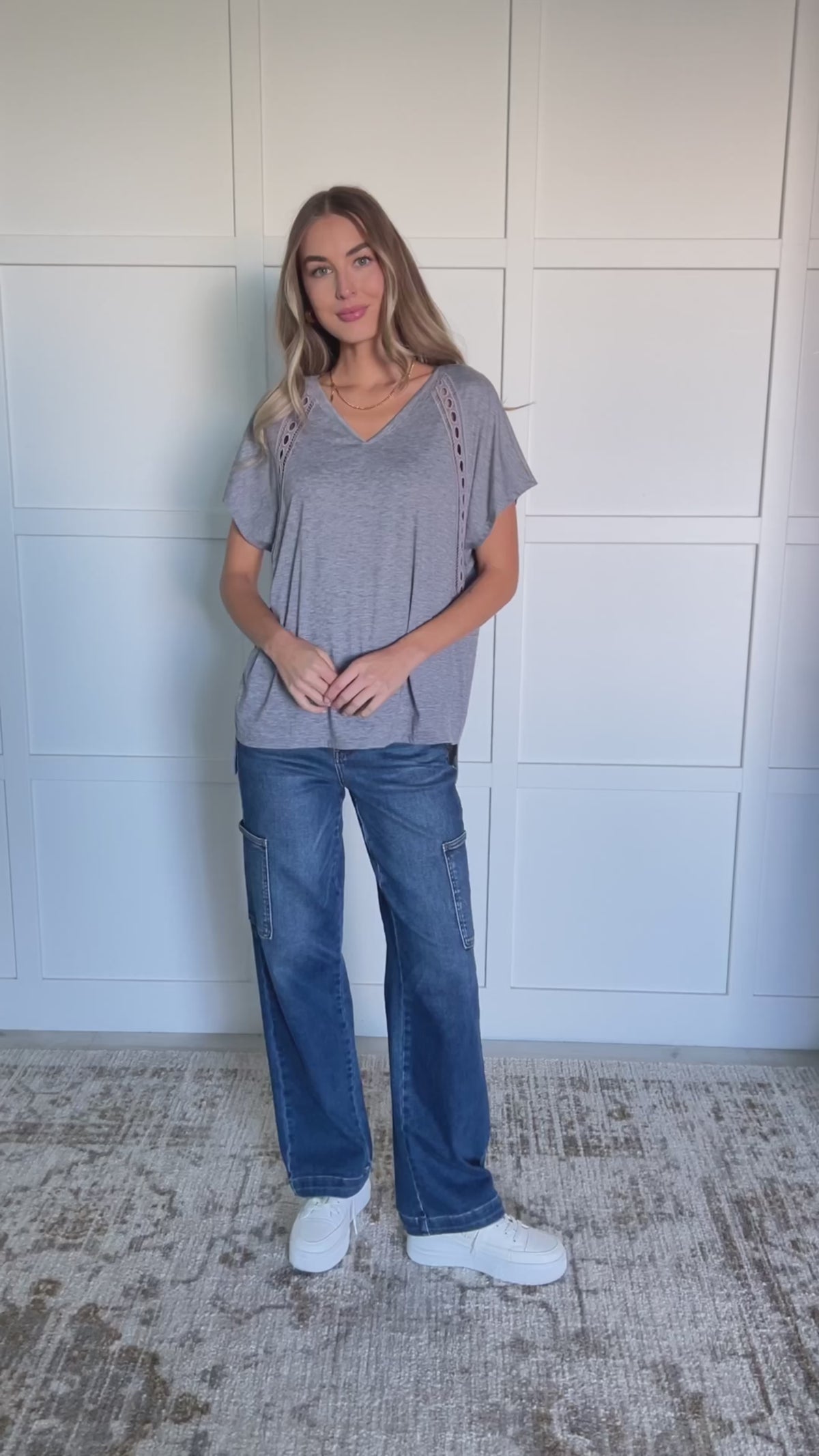 Take it Easy Eyelet Trim Top - 6/12/2025