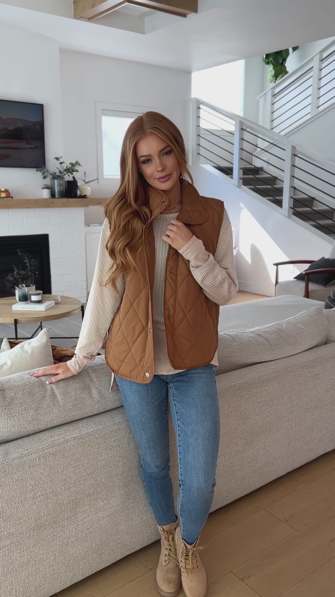 Neither Here Nor There Puffer Vest in Camel - 11/9/2023
