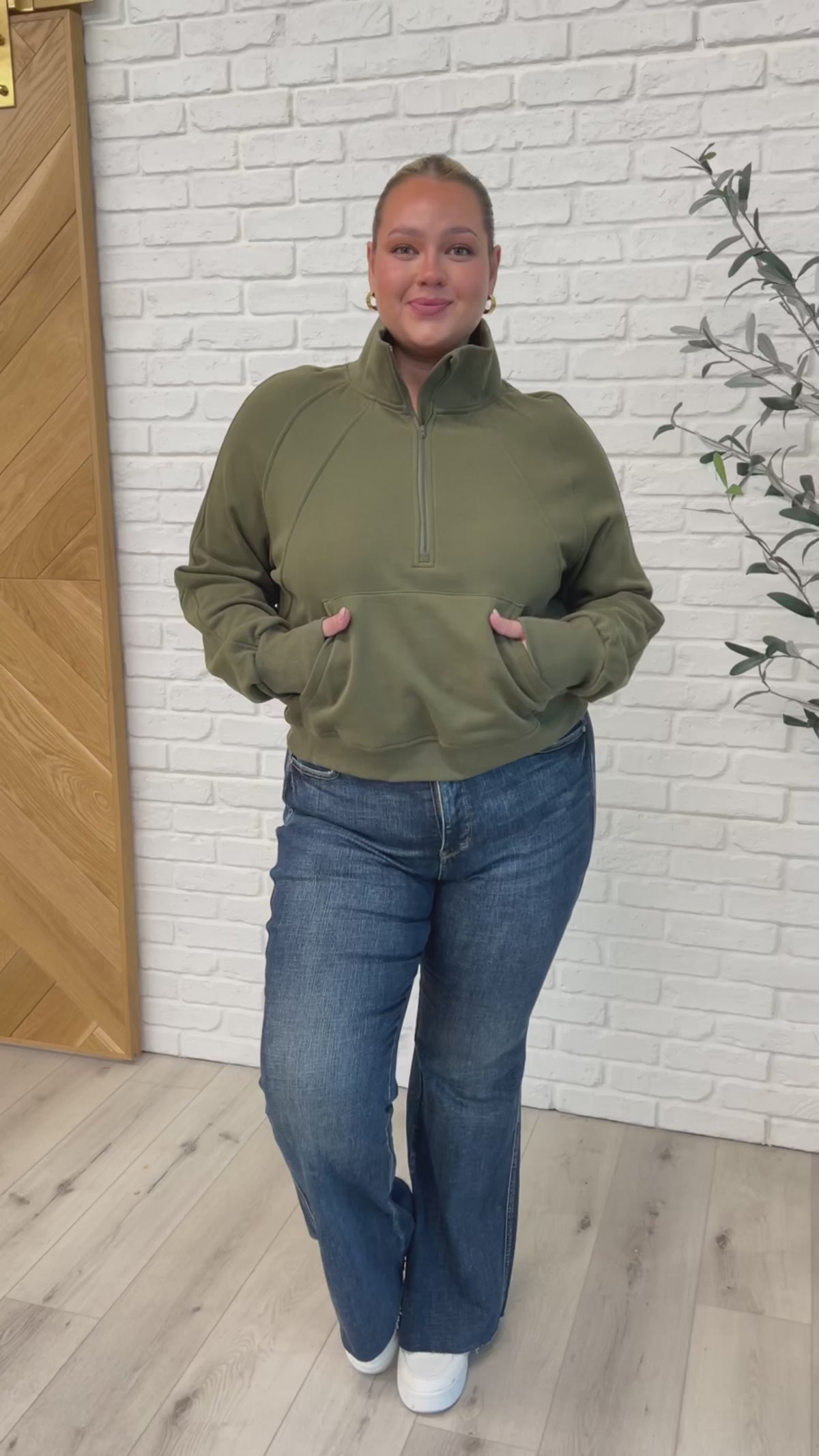 Under Her Spell Half Zip Pullover in Green - 9/30/2025 NEW