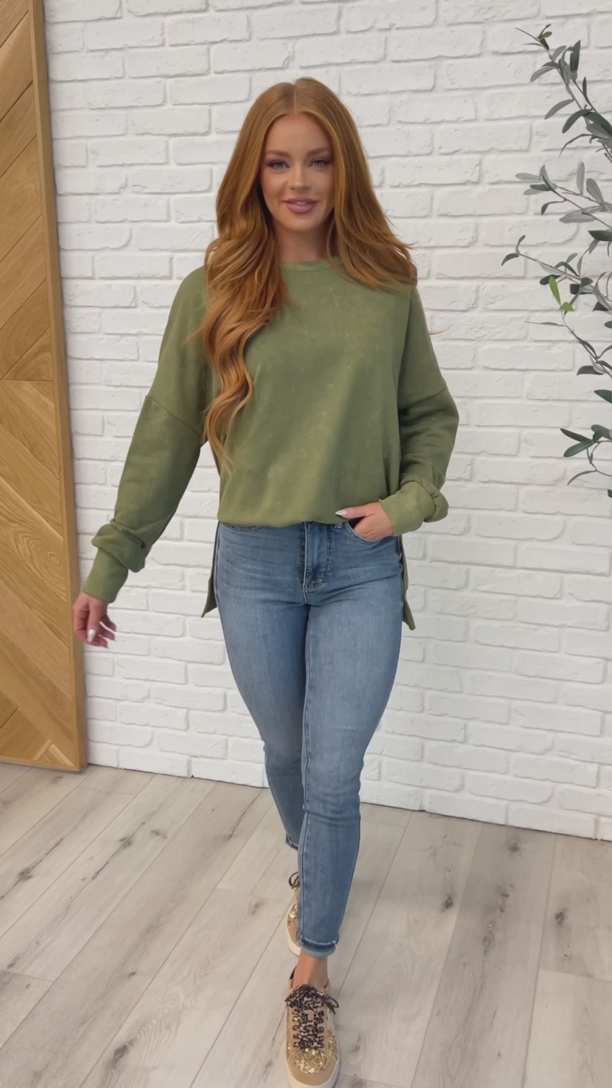 No Plain Jane Oversized Sweatshirt in Green - 10/23/2025