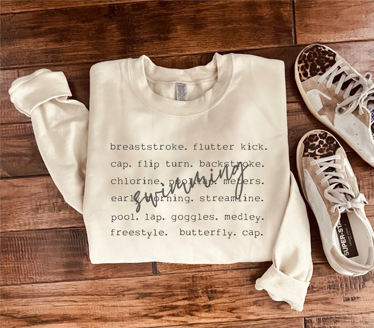 Swimming Words Sweatshirt in Two Colors - RTS
