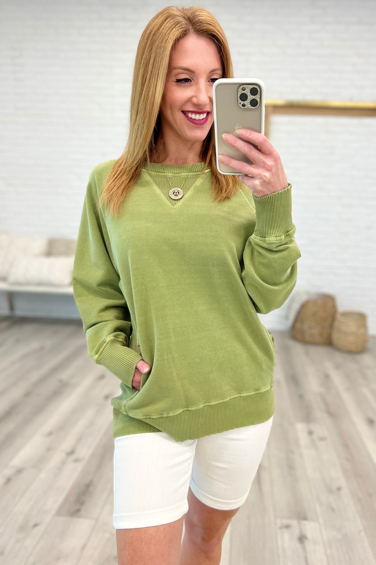 Hands Down Favorite Sweatshirt in Olive - 4/19/2023