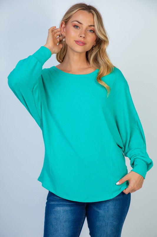 Gauze Knit Top with Cross Over Back in Seafoam