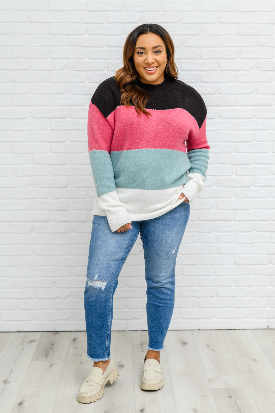 Color Blocked Striped Knit Sweater - 11/22/2022