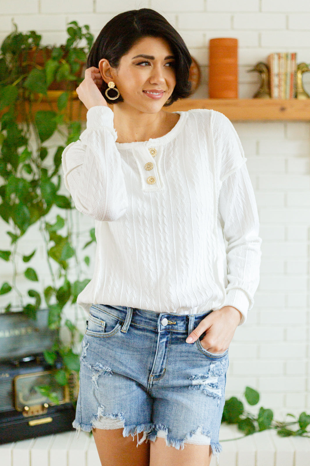 Counting The Days Textured Long Sleeve Top - 2/7/2023