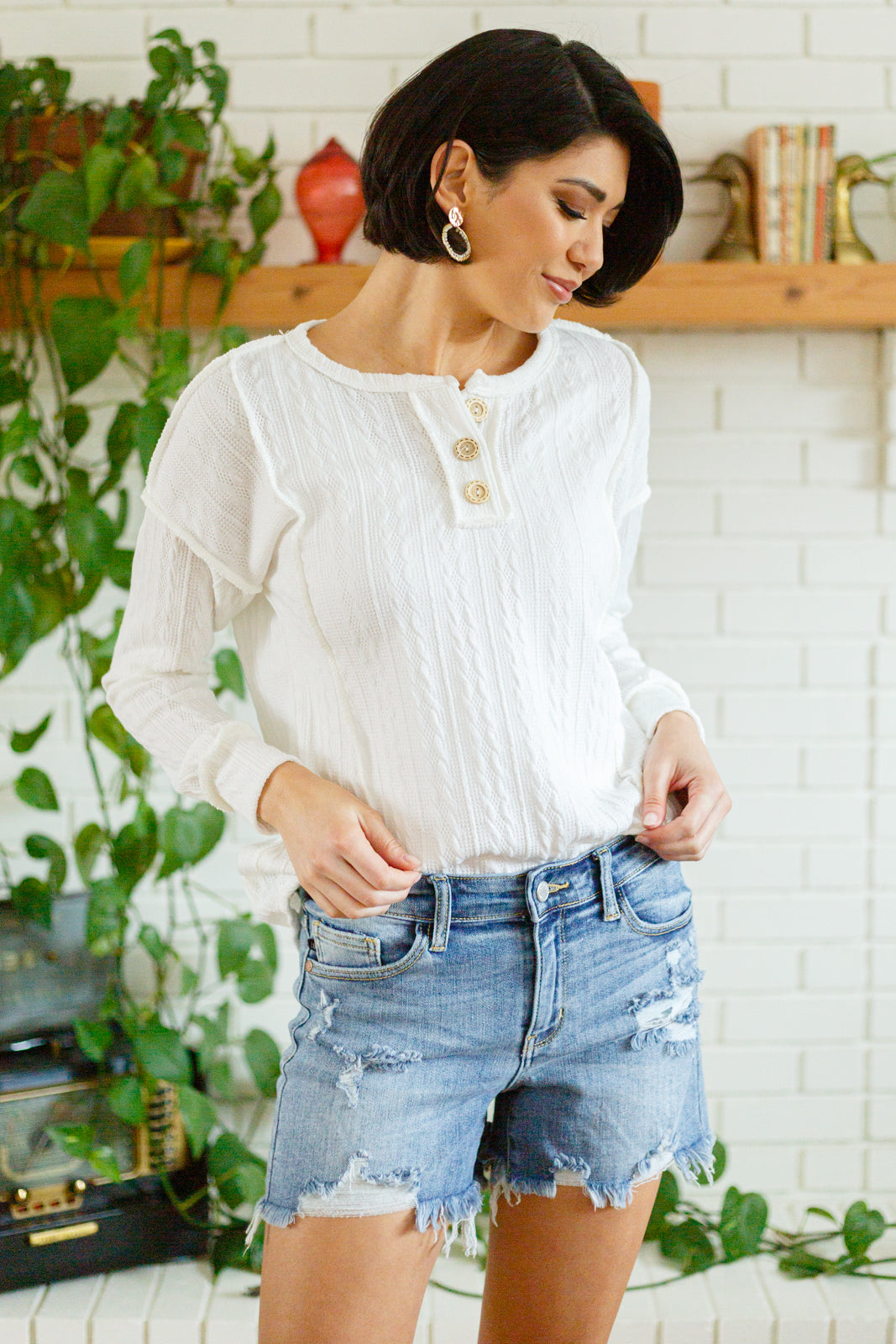 Counting The Days Textured Long Sleeve Top - 2/7/2023
