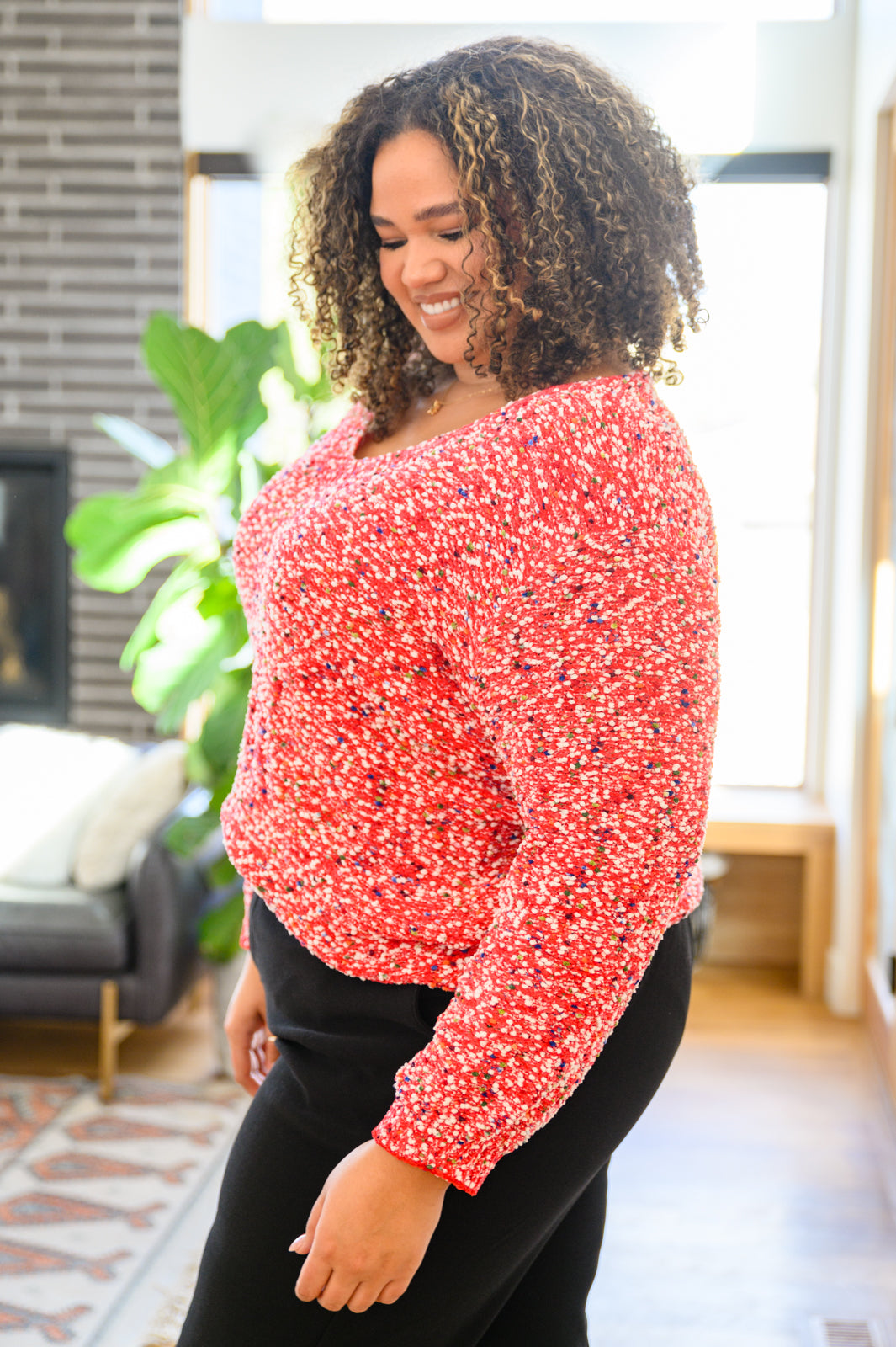 Cozy Memories Popcorn Knit Sweater in Red - 12/1/2022