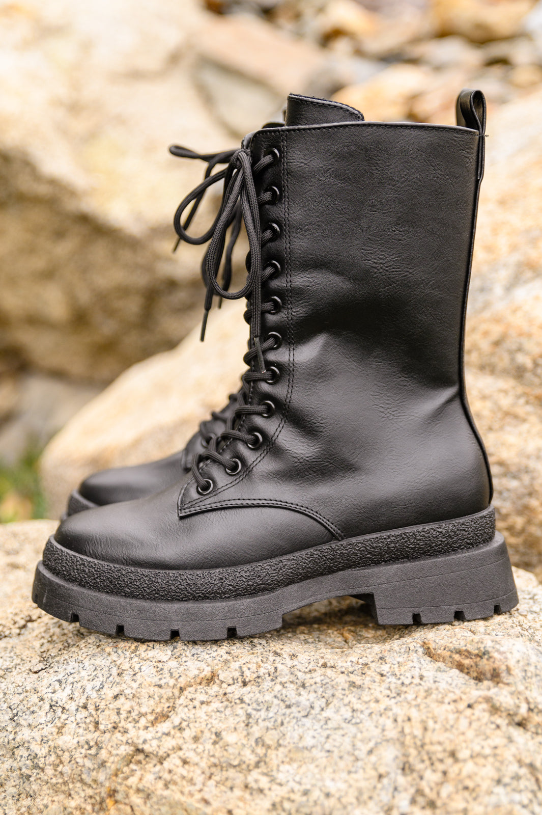 Fresh Feels Combat Boots In Black - 11/15/2022