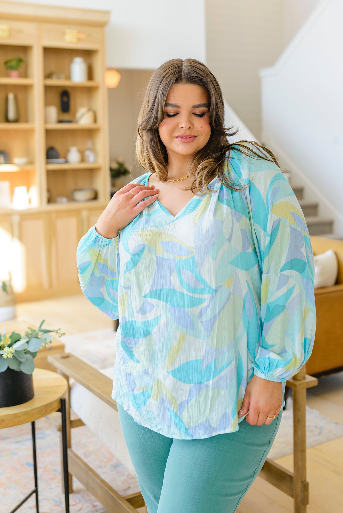 Modern Art V-Neck Blouse - 4/4/2023