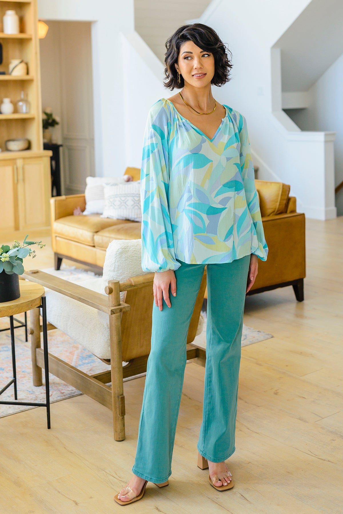 Modern Art V-Neck Blouse - 4/4/2023