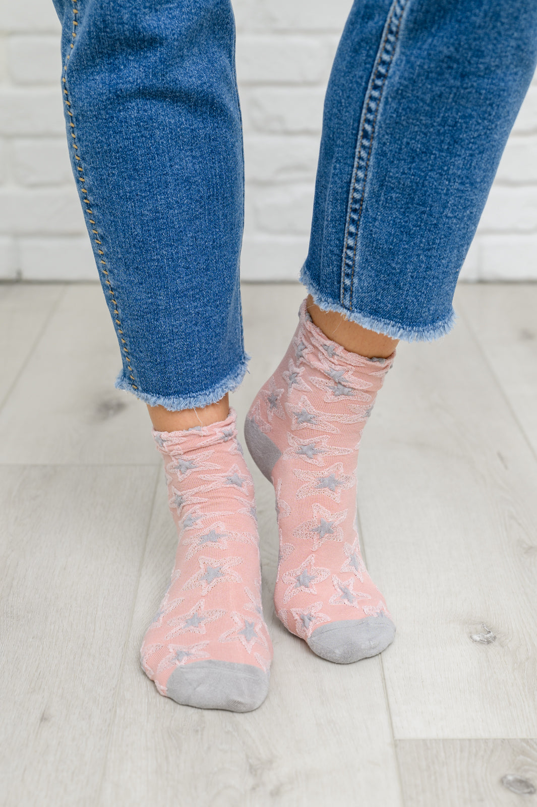 Star Design Socks In Pink - 11/22/2022