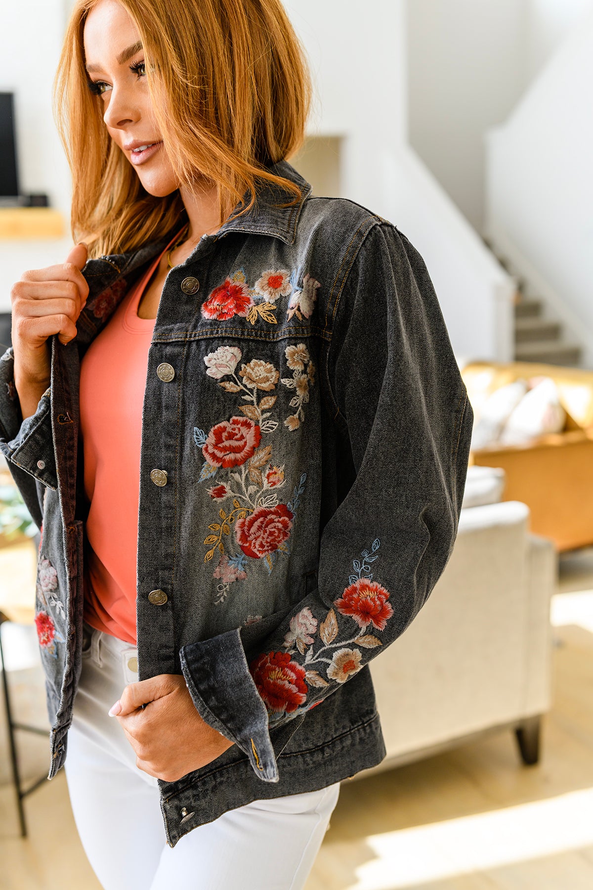 Lovely Visions Flower Embroidered Jacket - 2/14/2023