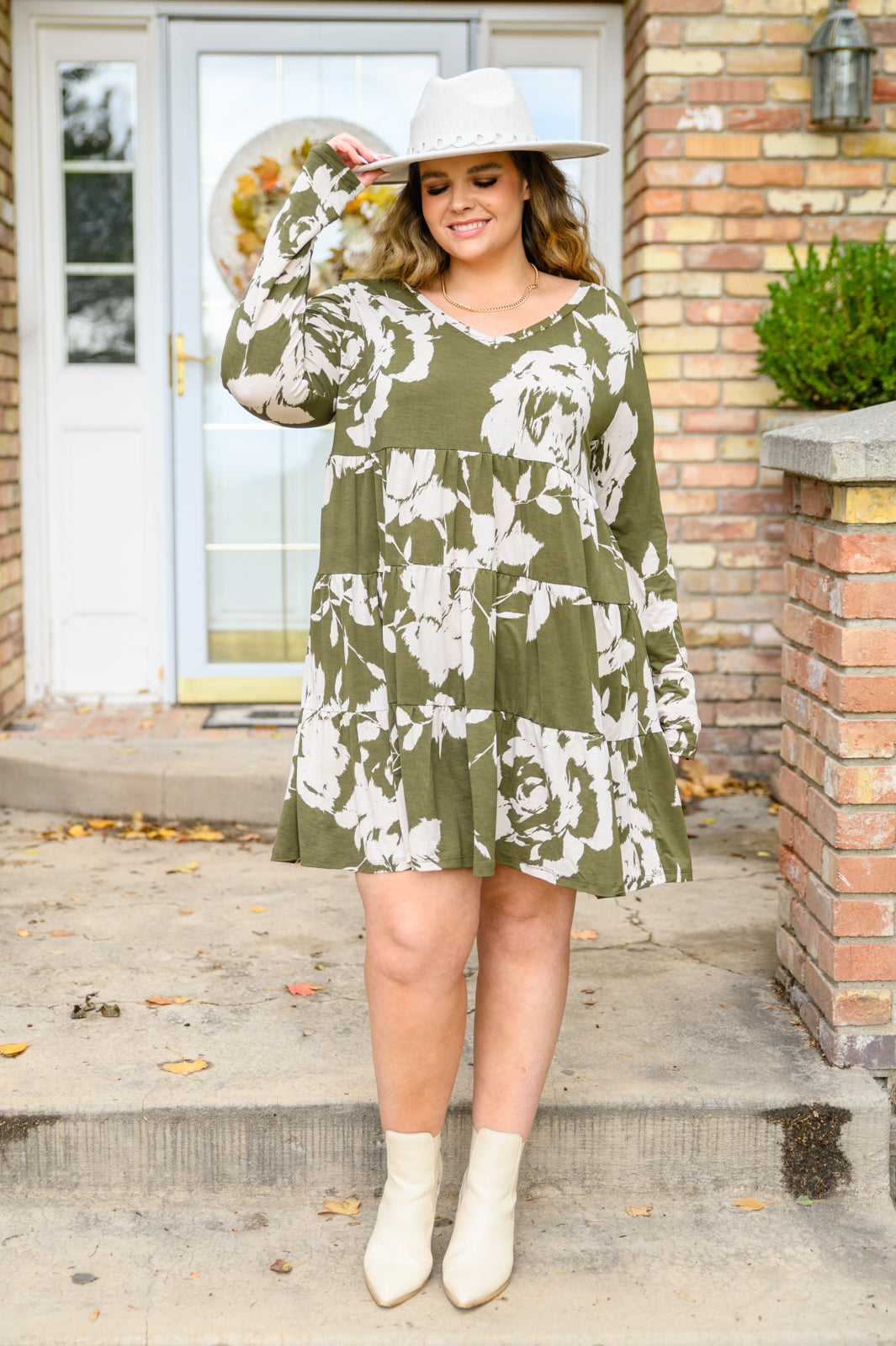Worthwhile Moment Floral Tiered Dress In Olive - 11/17/2022