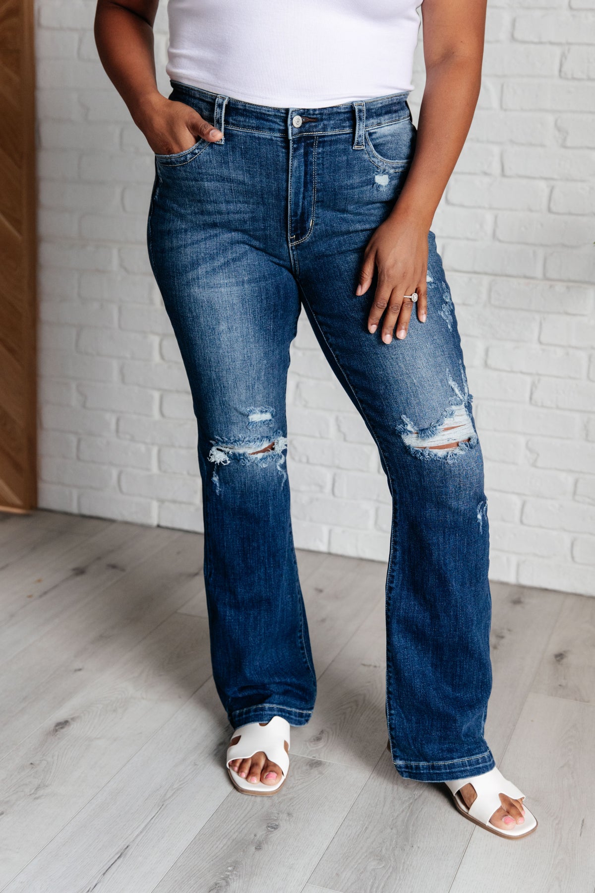 Mila Mid Rise Distressed Bootcut Jeans - 7/31/2024