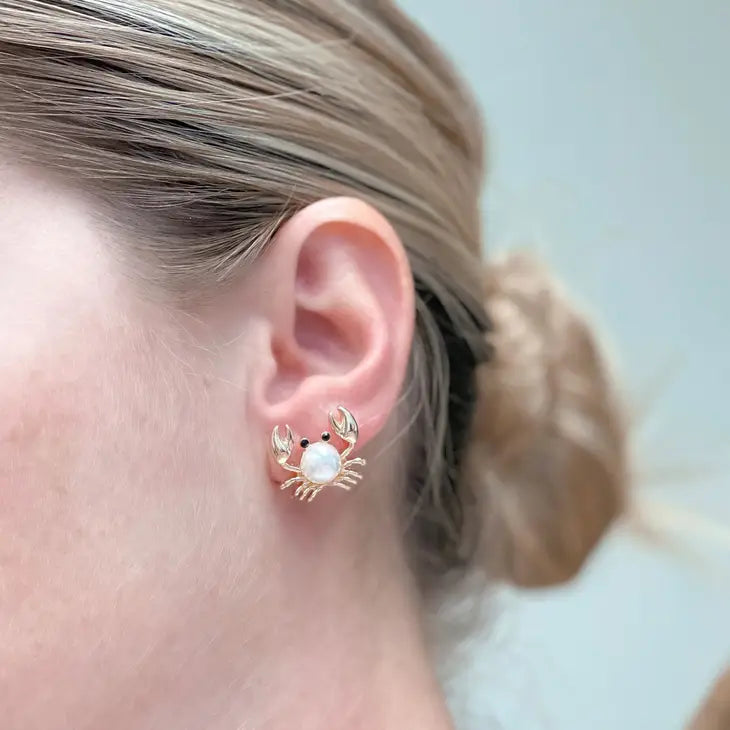 PREORDER: Pearl Crab Stud Earrings in Two Colors
