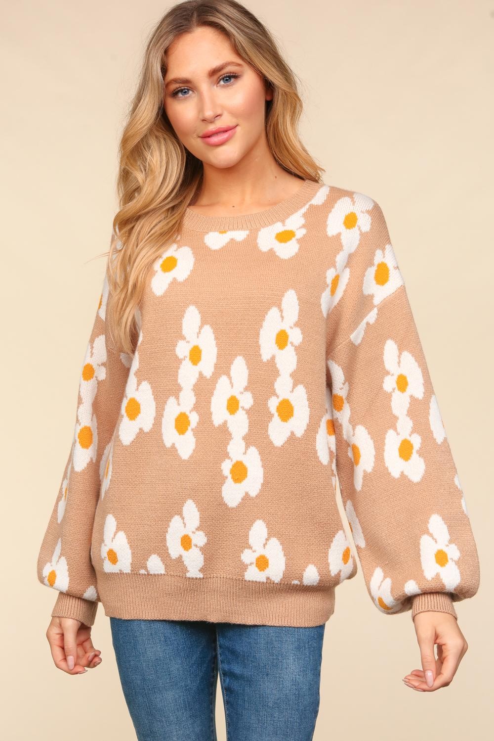 FLEX: Flower Oversized Pullover Sweater Knit Top - 6/19/2024