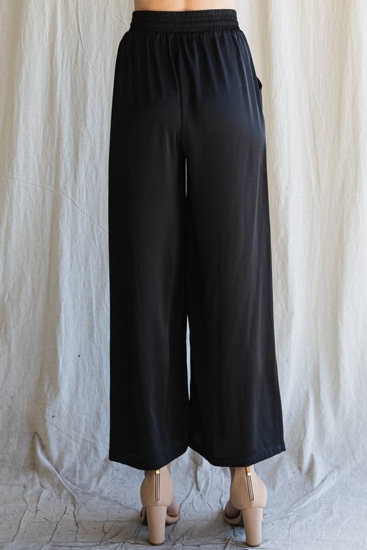 City Ease Wide Leg Bottoms in Black - 10/10/2025