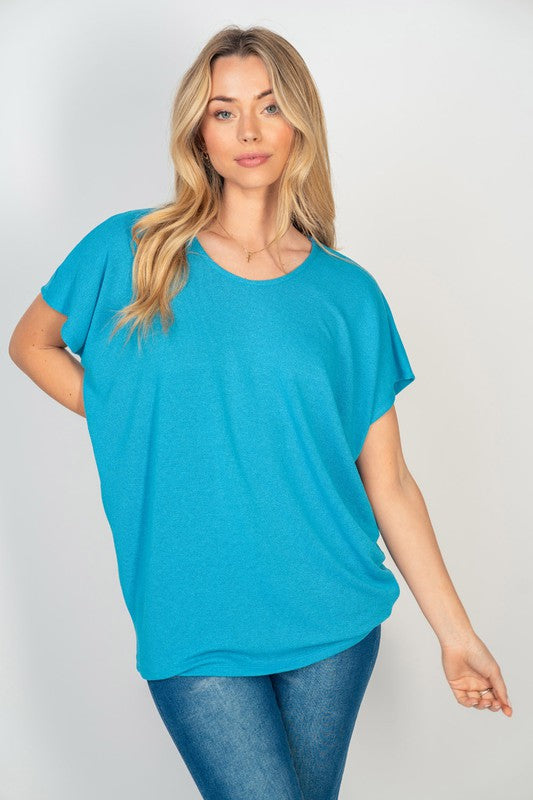 Short Sleeve Dolman Top in Turquoise - 2/12/2026