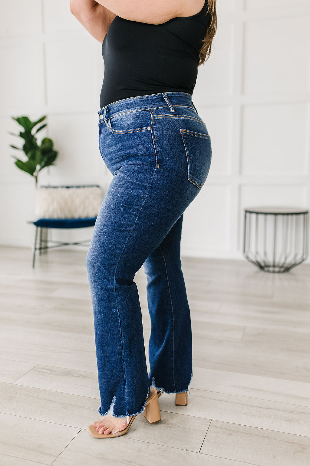 Charity Mid Rise Distressed Hem Bootcut Jeans - 6/7/2023
