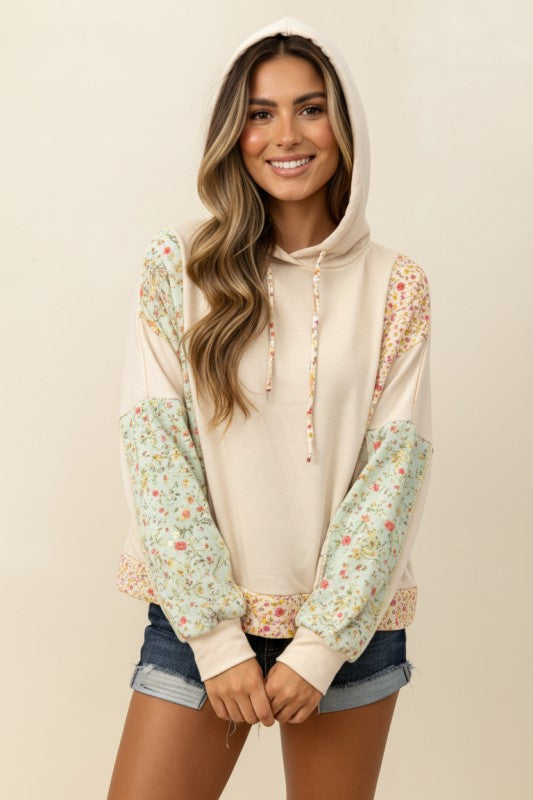 Floral Patchwork Hooded Pullover - 2/10/2026