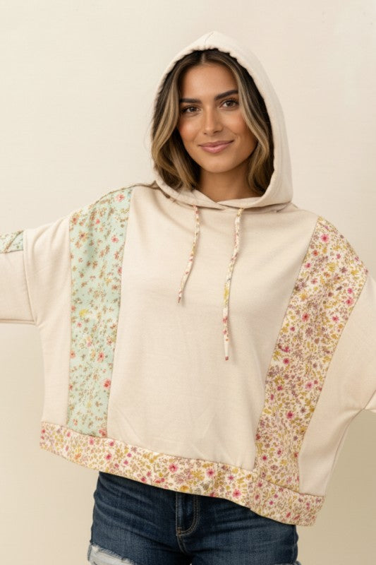 Floral Patchwork Hooded Pullover - 2/10/2026