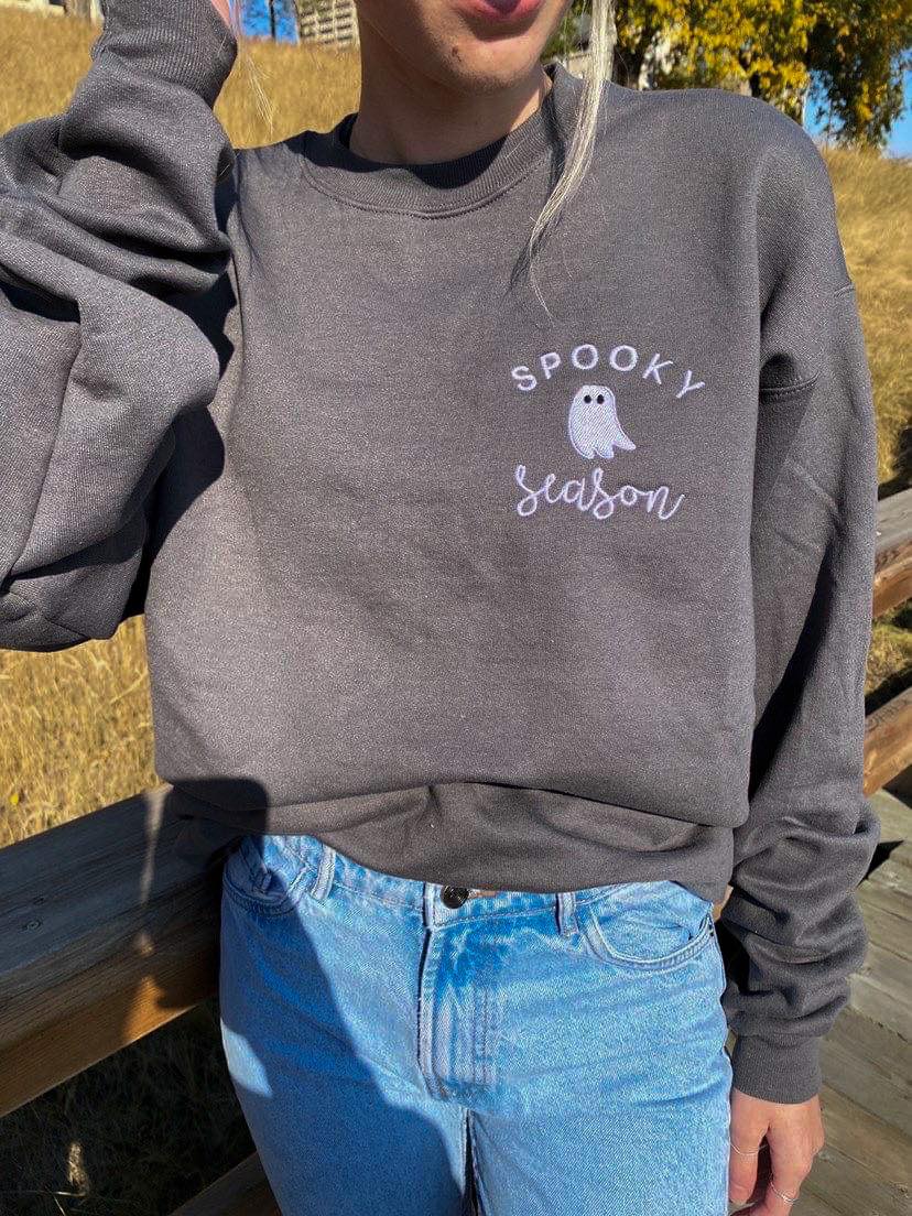 Spooky Season Embroidered Sweatshirt in Two Colors - RTS