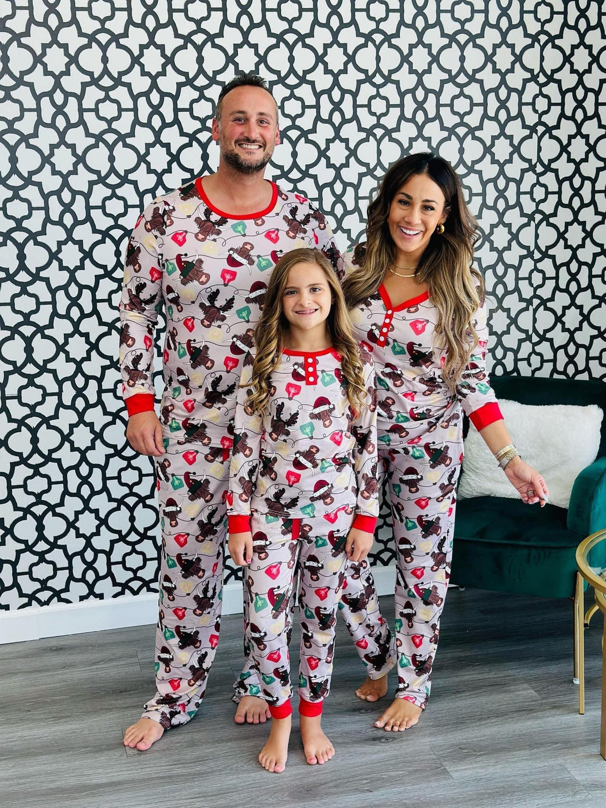 Matching Family Christmas Pajamas in Highland Cow - RTS