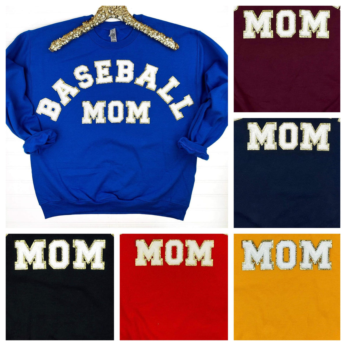 Baseball Mom Chenille Patch Sweatshirt - RTS