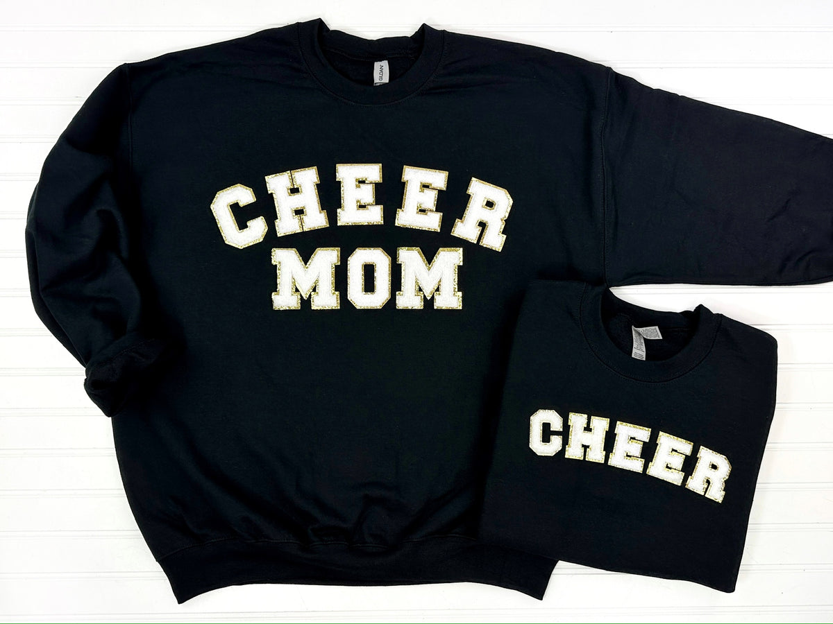 Cheer Mom + Mini Chenille Patch Sweatshirt - RTS