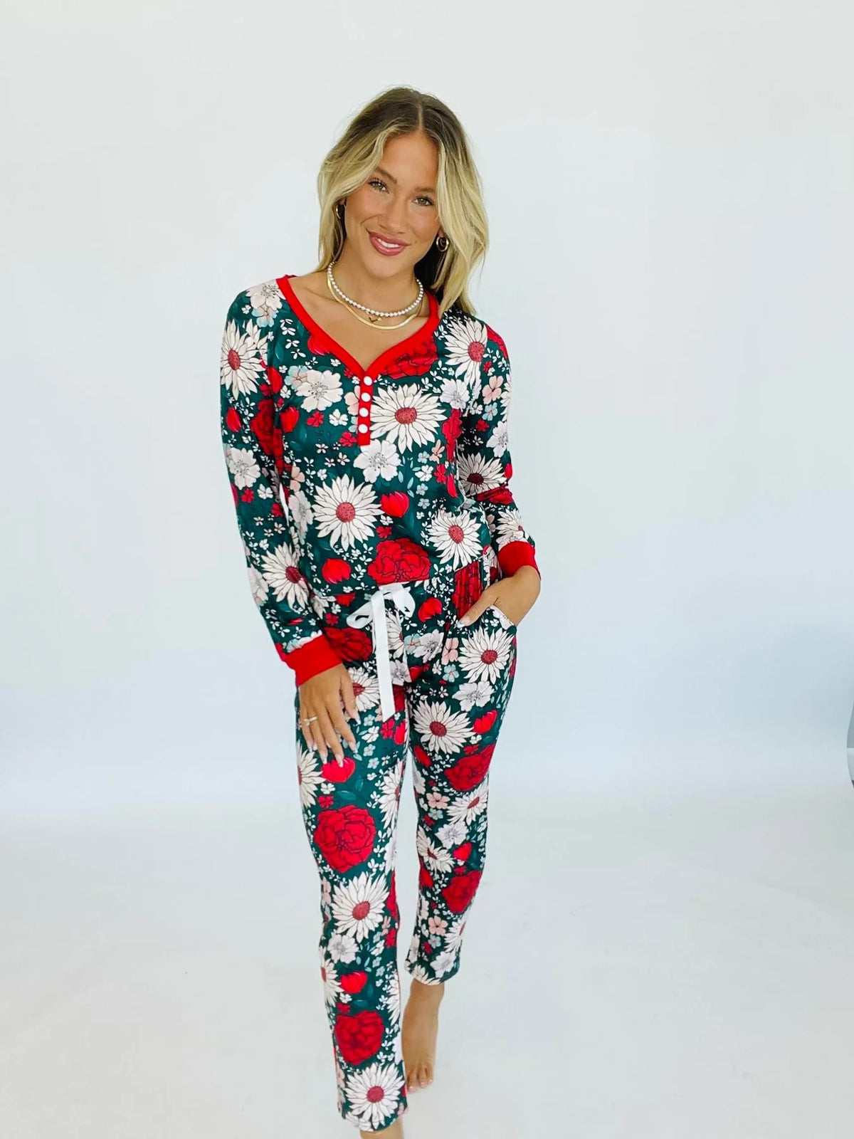 Long Sleeve Holiday Pajamas In Assorted Prints - RTS
