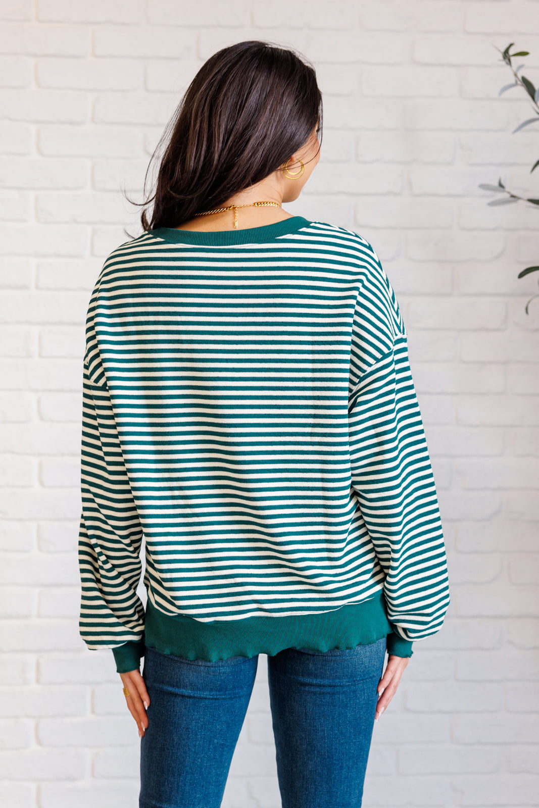 Too Good to be True Striped Drop Shoulder Top in Green  - 11/29/2024