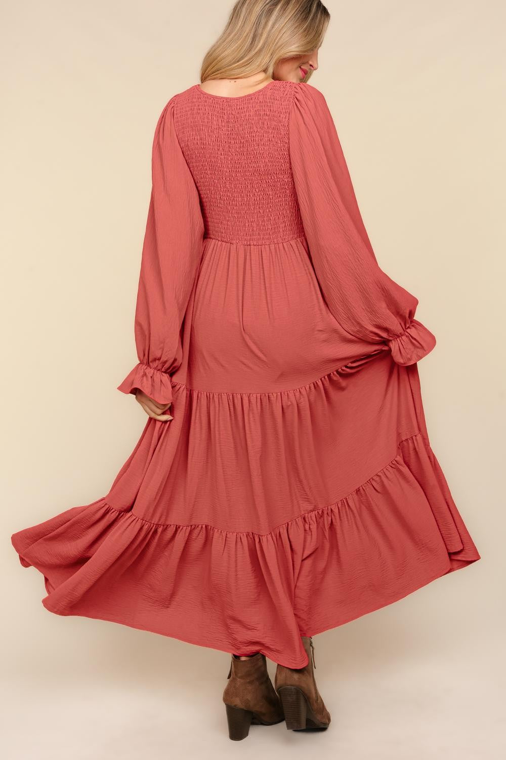 FLEX: Smocking Maxi Woven Dress with Side Pockets - 6/5/2024