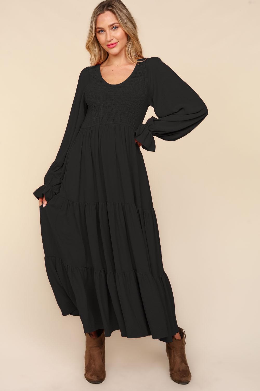 FLEX: Smocking Maxi Woven Dress with Side Pockets - 6/5/2024
