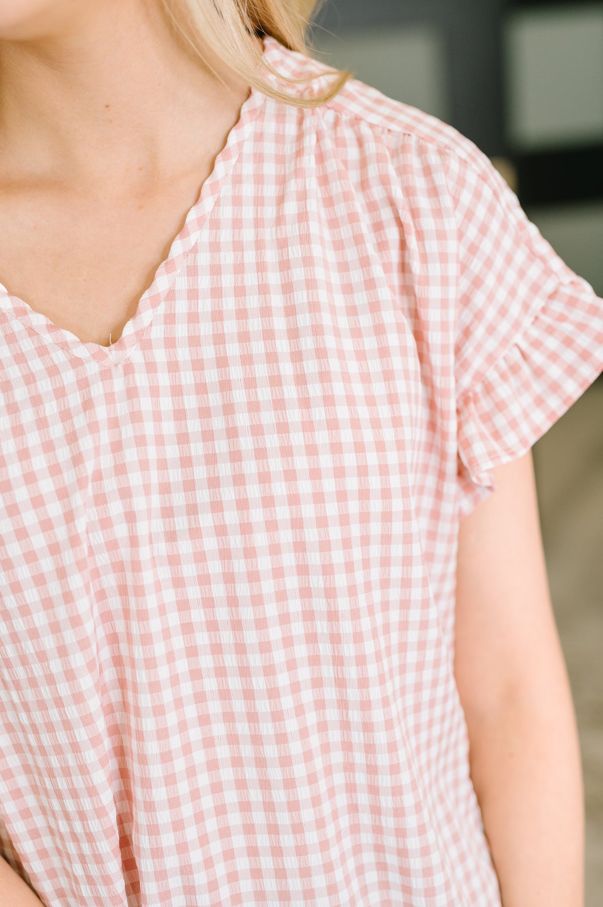 A Different Side Of Me Gingham Blouse in Dusty Rose - 8/4/2026